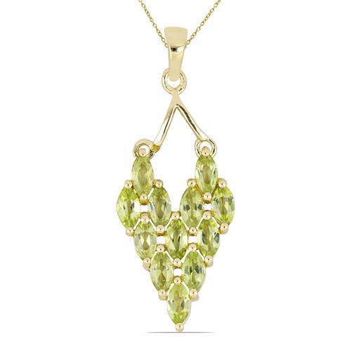 BUY STERLING SILVER NATURAL PERIDOT GEMSTONE STYLISH CLUSTER PENDANT